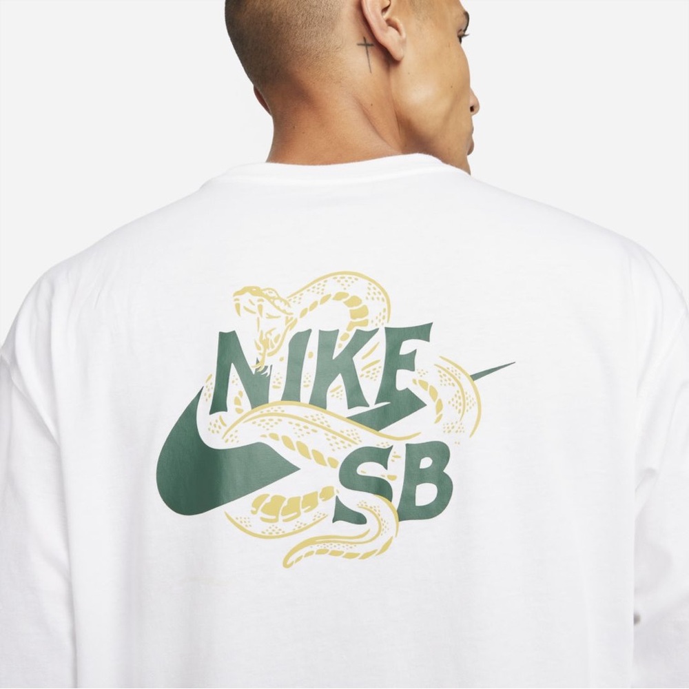 Nike SB White and Green Long Sleeve Tee